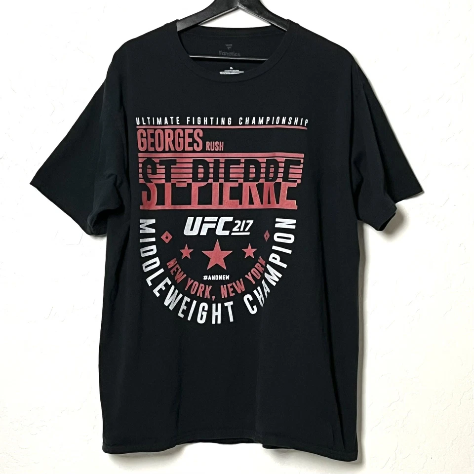 Camiseta gráfica UFC 217 NYC Georges St-Pierre campeón de peso medio negra XL Foto 1 de 4
