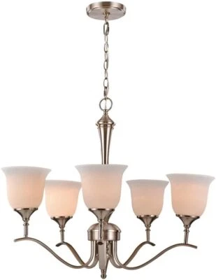 Transglobe Thompson 5-Light Nickel Indoor Chandelier - Image 1 of 2