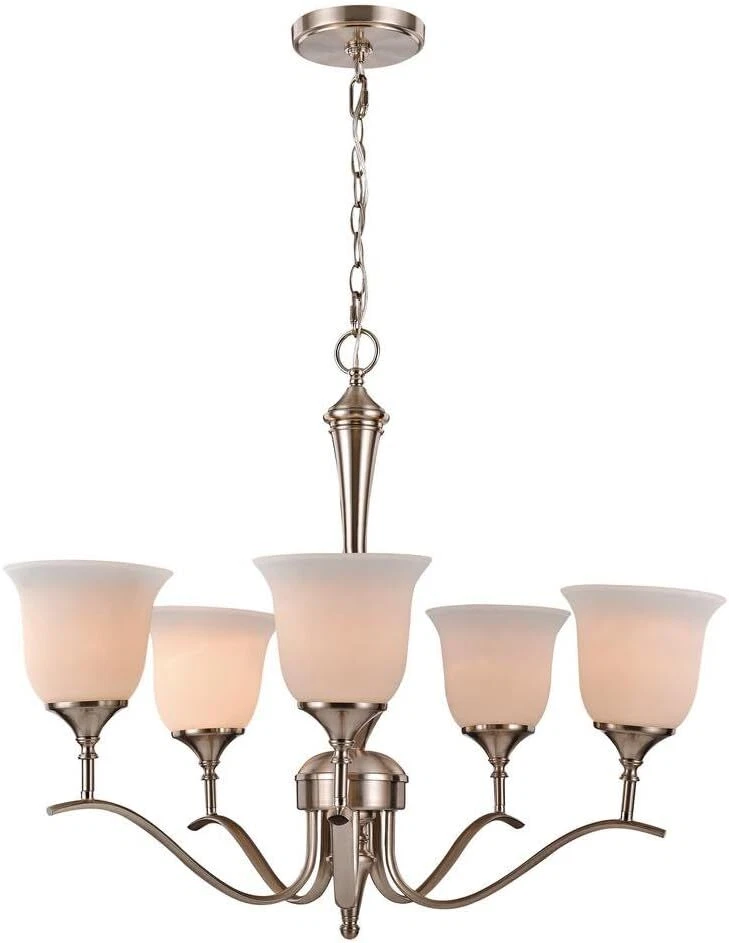 Transglobe Thompson 5-Light Nickel Indoor Chandelier - Image 1 of 2