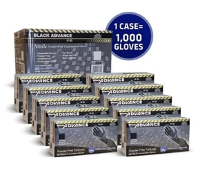 6 Mil Advance schwarz Nitril Untersuchungshandschuhe puder latexfrei Etui 1000 Stück groß - Bild 1 von 7