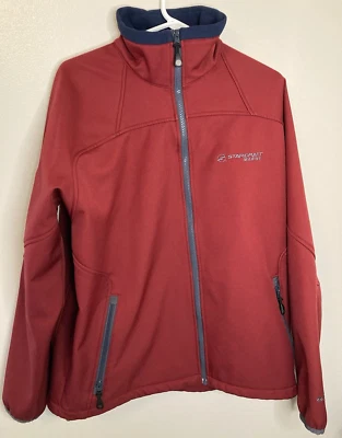 Columbia Jacket Men's Large Red Softshell Fleece Lined Full Zip Logo Mock Neck - Image 1 of 4