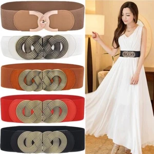 Wide Elastic Waist Belt Ladies Fashion Cinch Stretchy Stylish Dress Waistband - Picture 1 of 14