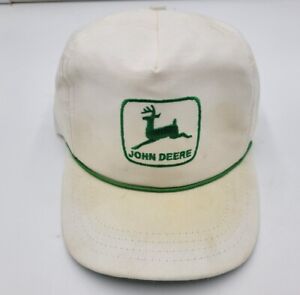 John Deere Patch Cord Weathered Adjustable Leather Strap Hat Cap