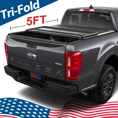 Soft Tri-Fold Bed Cover Tonneau Cover for 2019-2025 Ford Ranger 5FT Truck Bed - Image 1 of 4