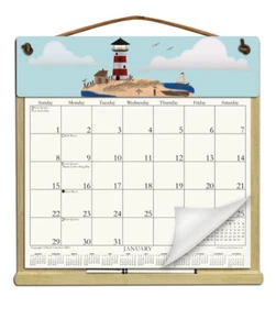LIGHTHOUSE SCENE CALENDAR HOLDER - REFILLABLE EVERY YEAR! - Picture 1 of 1