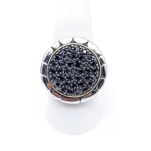 Herren 925 schwarz Spinell Kali Kiesel Ring Unisex groß runder Pflasterstein Bali - Bild 1 von 8