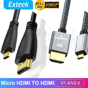 Micro HDMI Type D to HDMI Male Cable V2.0 1.4 HD 4K@60Hz 1080P Digital HDTV Lead - Picture 1 of 16