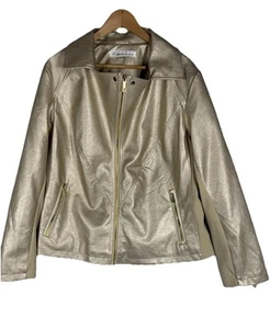 Kenneth Cole New York Women's Plus 2XL Gold Faux Leather Jacket - Picture 1 of 19