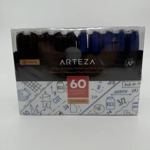 Neu versiegelt Arteza 60 Premium Permanent Marker schwarz und blau 60 Box feine Spitze - Bild 1 von 4