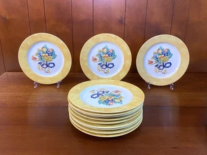 Bernardaud Limoges "Borghese" set di 12 piatti da insalata, 8 1/4'' bordo giallo.OTTIME CONDIZIONI - Foto 1 di 6