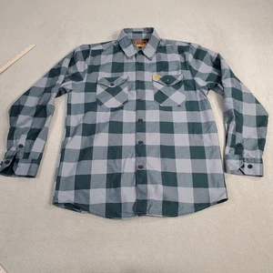 Dixxon Beeline Flanellhemd Herren Medium grün grau Knopfleiste langarm kariert* - Bild 1 von 13