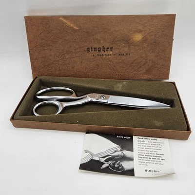 Vintage Gingher Knife-Edge G-8 Shears Scissors Chrome Brazil in Box Unused - Image 1 of 4