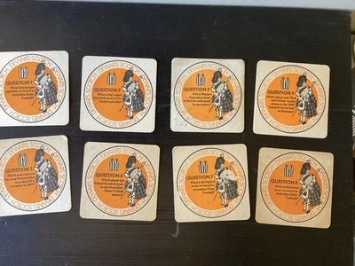 complete set of 8  DEWARS SCOTCH WHISKY " VFL Football “1970,s Issue COASTERS - Image 1 of 2