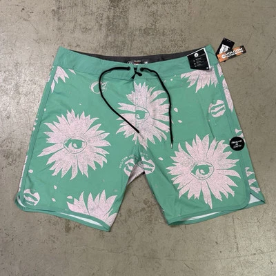 New Volcom x Netflix Outer Banks OBX Pope Board Shorts Swim Trucks Mens 38 Green - Image 1 of 4