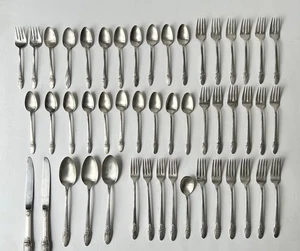 Vintage 49 Piece 1847 Rogers Bros IS FIRST LOVE Silverplated Flatware Lot - Picture 1 of 13