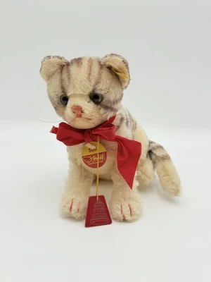 Steiff Susi Cat Plush Baby Kitten German Toy Green Eyes Red Bow Ribbon 2780/22 - Image 1 of 4