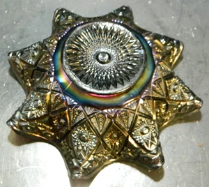 Antiker kaiserlicher Amethyst Rauch Karneval Glas Diamant Ring gekräuselte Schale 3"x9 Ex - Bild 1 von 7