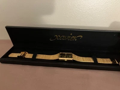 Xavier 4-Diamond Quartz wrist watch gold-plated band - Image 1 of 4