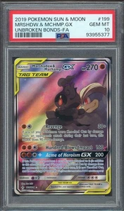 Pokemon Marshadow & Machamp GX Legami Ininterrotti Alt Art #199 PSA 10 Gemme Ottime Condizioni - Foto 1 di 2