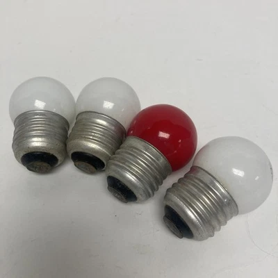 4x round logo VINTAGE ceramic White Red 7 1/2 WATT S11 LIGHT BULB sign service - Image 1 of 4