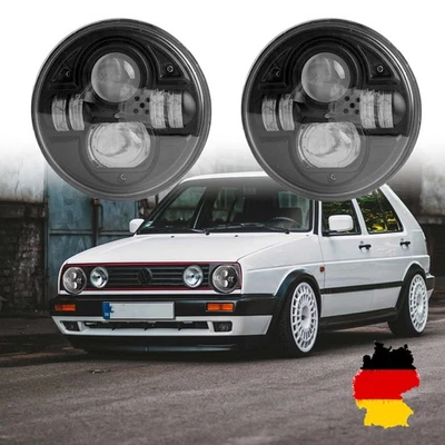 Paar 7 Zoll E9 LED Scheinwerfer DRL Hochstrahl Plug&Play für VW Golf I II MK2 - Bild 1 von 4