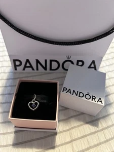New Genuine Pandora Purple February Birthstone Heart Dangle Charm NEW BOXED - Picture 1 of 5