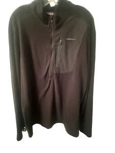 Eddie Bauer Jacket Mens XLT Black First Ascent Fleece 3/4 Zip Outdoor Hiking - Picture 1 of 12