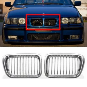 Fits 1997-1998 BMW 3-Series E36 LCI Front Grille Replace 1SET Chrome + Silver - Picture 1 of 4