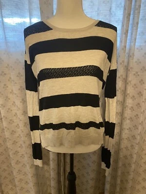 American Rag light sweater-XS black and gray stripes with lace and zipper  - Image 1 of 4