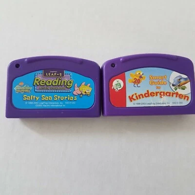 LOT 2 Leapfrog Leap 2 Cartridges reading SpongeBob smart guide kindergarten game - Image 1 of 2