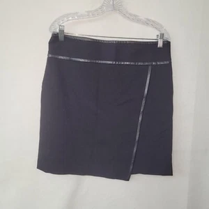 Ann Taylor Skirt Womens 10 Black Faux Wrap Mini Skirt Classic Office Minimalist - Picture 1 of 14