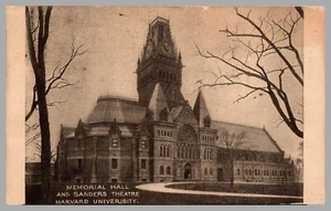 Memorial Hall Sanders Theatre Harvard University Cambridge MA C. 1914 Postcard - Picture 1 of 2