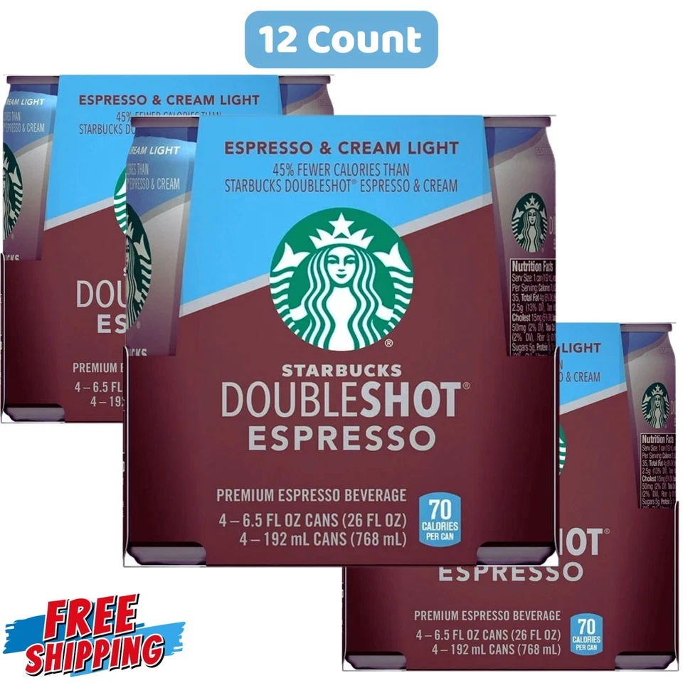 Starbucks Doubleshot Espresso & Cream Light 12 paquetes 6,5 oz refrescante café enlatado Foto 1 de 1