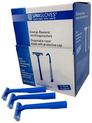 INKgrafiX® 100x UNIGLOVES EINWEGRASIERER - BLAU - Tattoo Piercing Rasierer DE