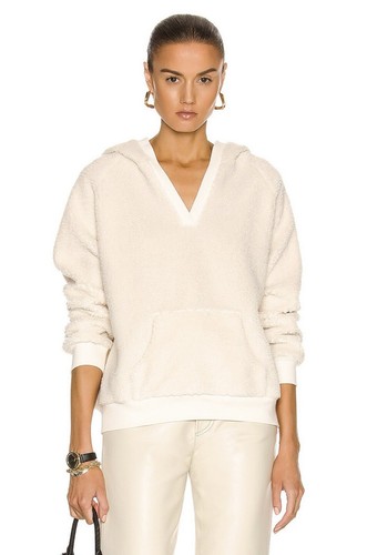 OFF WHITE Maglione con cappuccio pullover Nili Lotan Sherpa avorio naturale taglia M