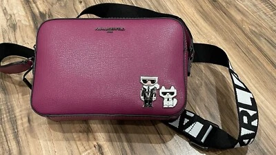 Bolso Bandolera Fucsia Karl Lagerfeld Maybelle Duo Cámara Cuero Vegano Nuevo con Etiquetas Foto 1 de 4