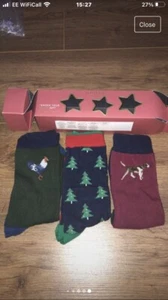 Joules Mens Cracker Socks Festive 3 Pack - Festive Characters - Adult 7-12 - Picture 1 of 4