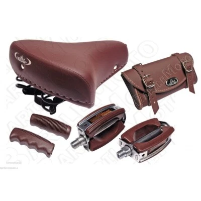 Sella MONTEGRAPPA + Borsello + Manopole + Pedali Bici Graziella - City - Olanda