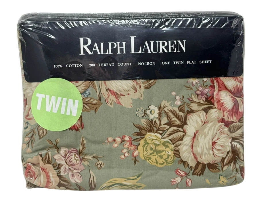 Ralph Lauren Charlotte IV Floral Twin Flat Sheet Shabby Chic 100 Cotton
