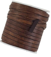 Brązowy płaski skórzany sznurek / drut rzemieślniczy szerokość 5 mm x grubość 1,0 mm
