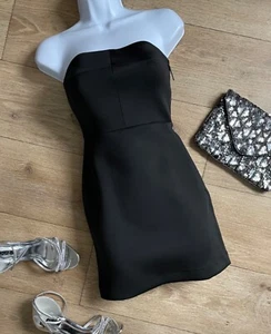Chic Little Black Dress Strapless Stretchy Scuba Fabric Feature Side Zip TOPSHOP - Picture 1 of 8
