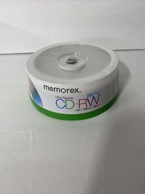 Memorex 25 Pack High Speed CD-RW Rewritable 12X 700MB 80min BLANK CDs NEW SEALED - Image 1 of 3