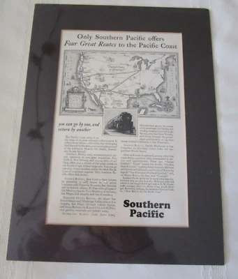 SOUTHERN PACIFIC LINES Sunset Limited Matted Vintage Advertisement New Orleans - Изображение 1 из 4