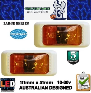 2 X LARGE LED SIDE MARKER LIGHTS WITH WHITE BODY SURROUNDS (2pcs) - Picture 1 of 5