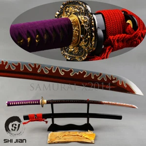 sharpened red blade Japanese samurai katana sword handmade Present - Picture 1 of 12