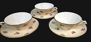 Vintage Limoges 6 Pc Teacups & Saucers Porcelain 30s France Cottage Art Deco - Picture 1 of 10