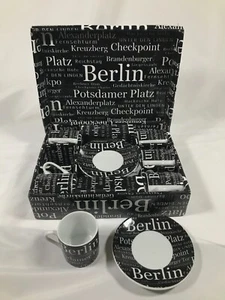 Smile Black & White Berlin German Towns 6 tazzine espresso e 6 piattini scatola 12 pezzi - Foto 1 di 23