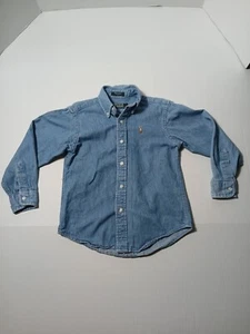 Vintage Green Label Polo Ralph Lauren Long Sleeve Denim Boys Sz 7 USA Made  K68 - Picture 1 of 15