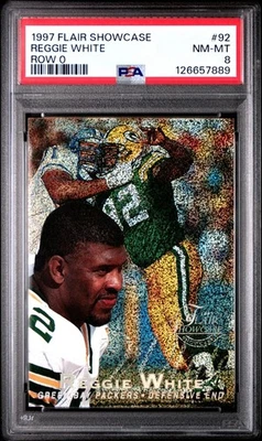 1997 Flair Showcase Reggie White Row 0 #92 PSA 8 NM-MT HOF - Image 1 of 2