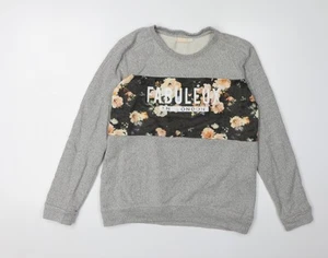 Sudadera para mujer Bershka gris con gráfico floral L - Imagen 1 de 12